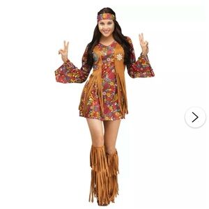 Floral Hippie Costume with Fringe Details
